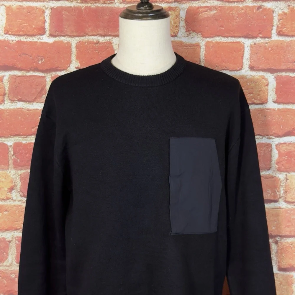 ZARA Men's Sweater‎ Large Black Knit Long Sleeve Crewneck Pullover Size Medium